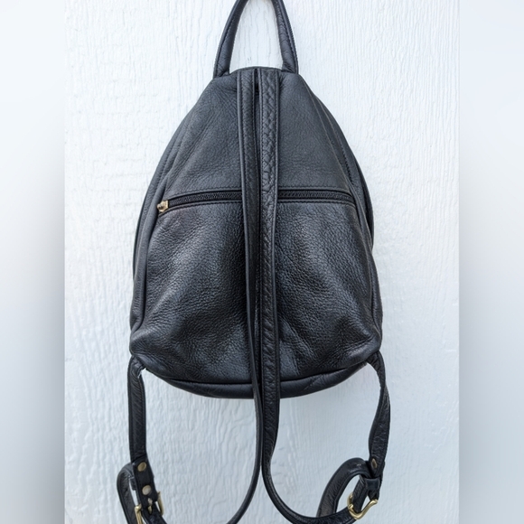 Vintage Libaire Black Pebbled Leather Backpack Bag Purse - Picture 3 of 7